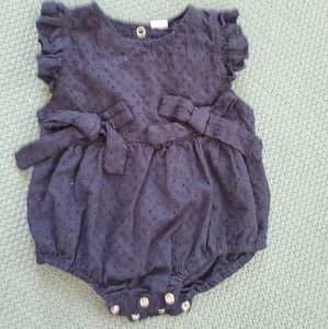 Navy blue islet material romper baby girl